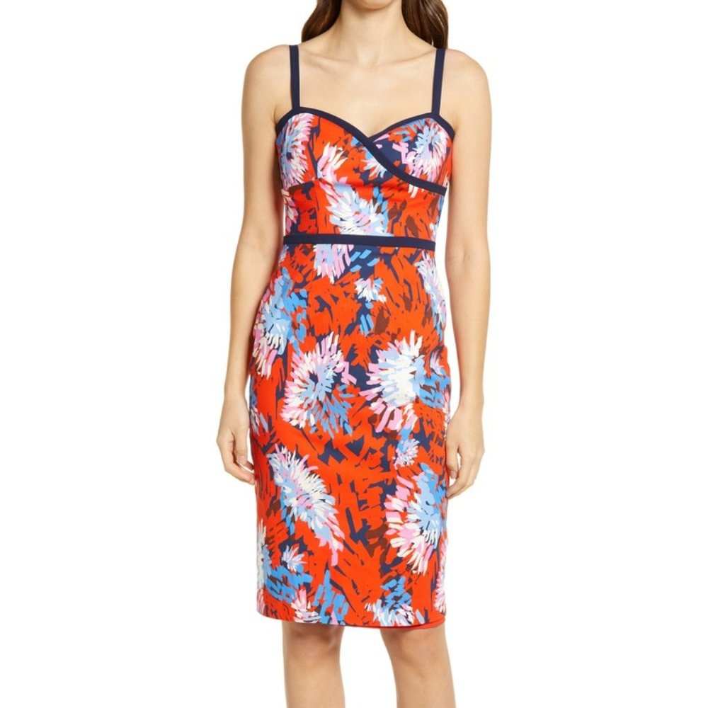 Black Halo Capri Flowerworks Sheath Dress 6
